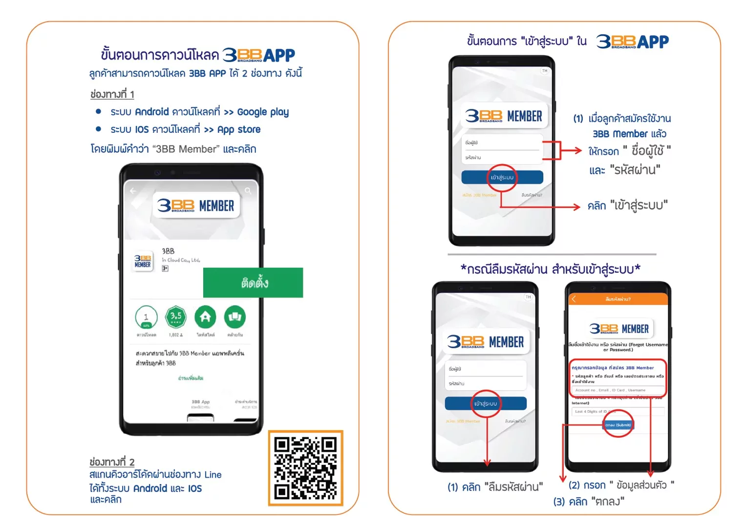 ขั้นตอนการลงทะเบียน APP 3BB MEMBER